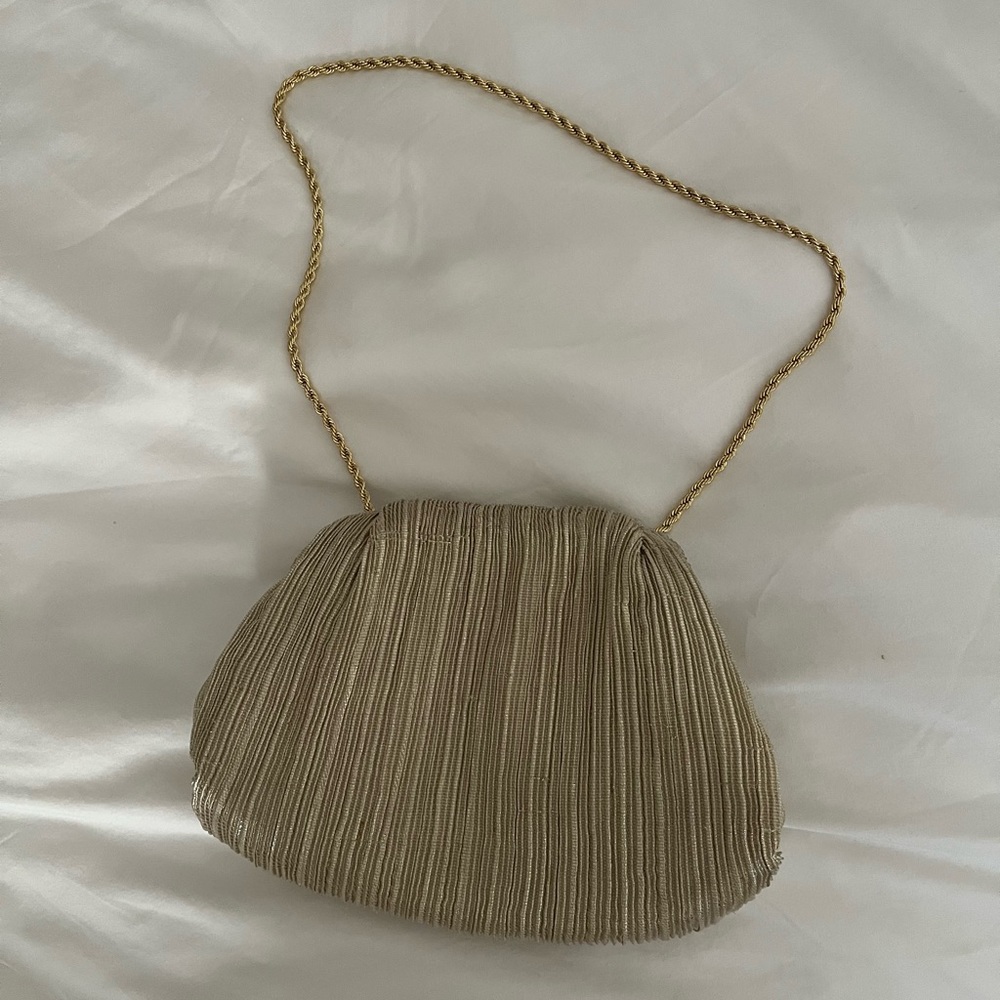 Loeffler Randall Bailey pleated clutch gold